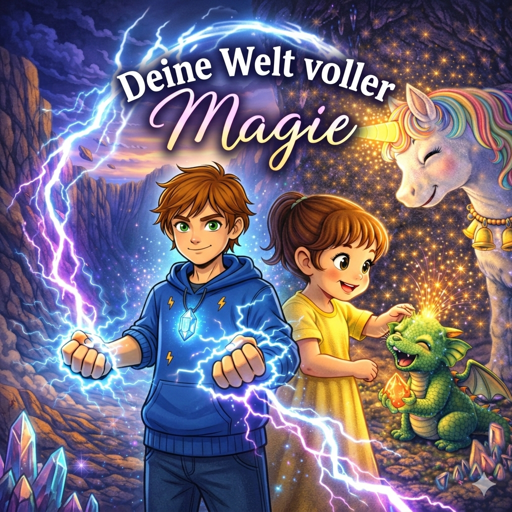 Deine Welt voller Magie mit Adrian, Emilia, Einhorn und Drache